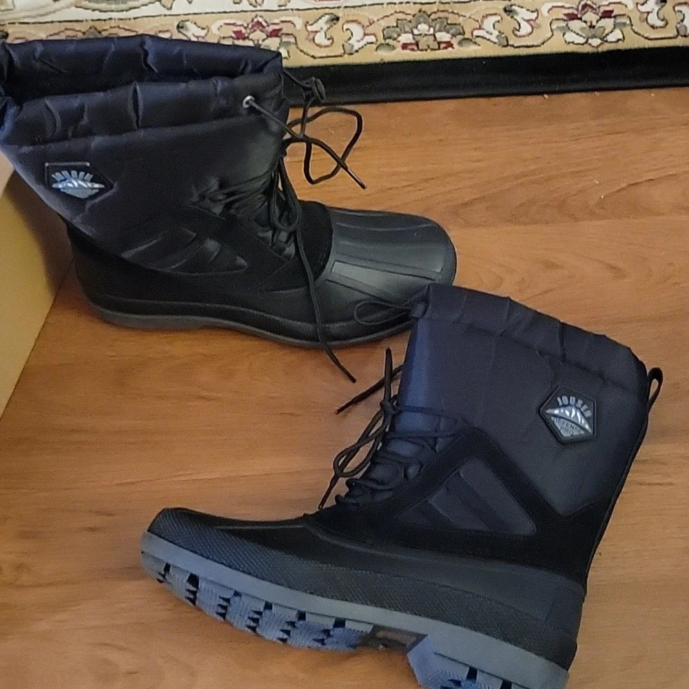 Jousen black winter snow boots waterproof lightweight nylon AMY693 Size 8 NEW…